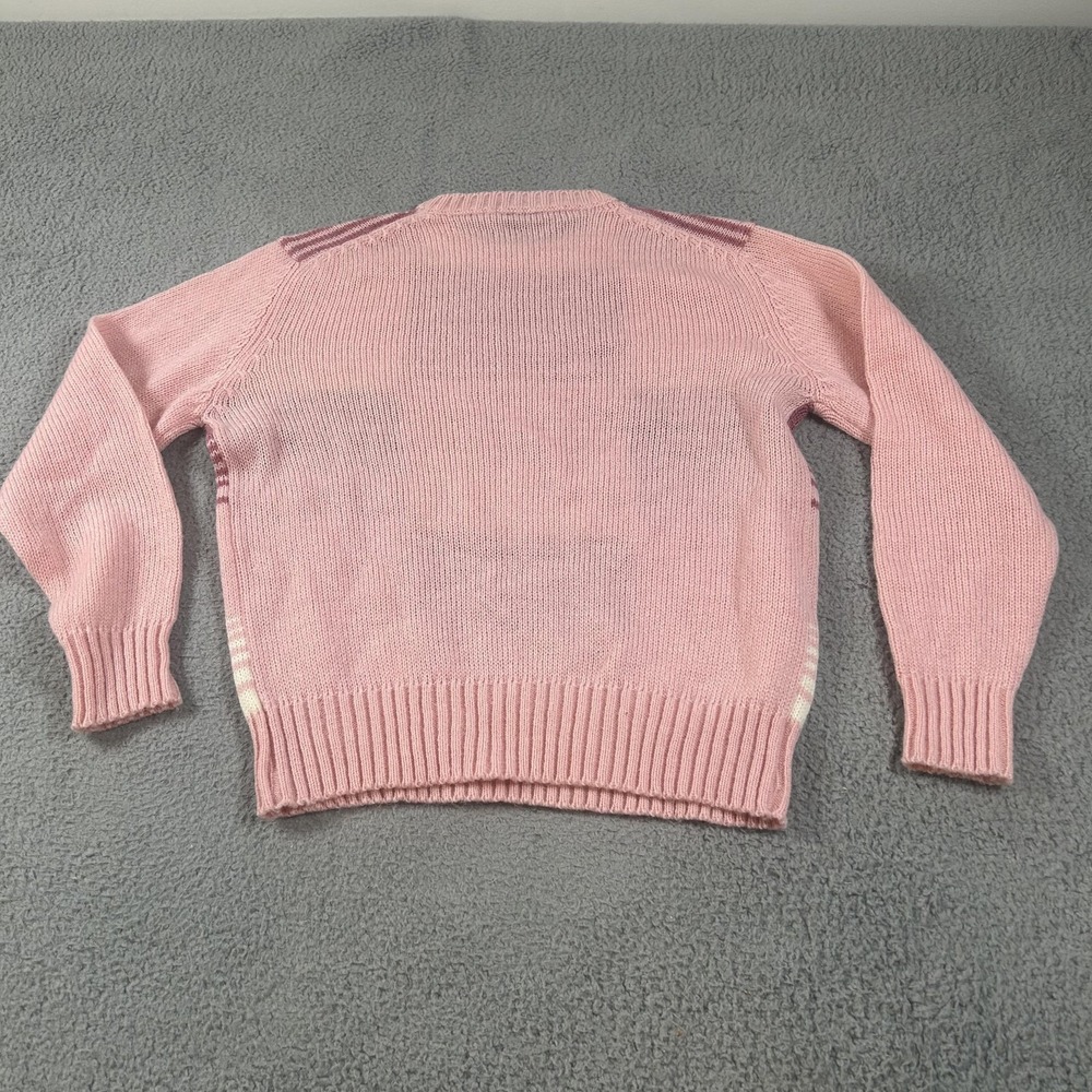 Vintage Mi Ki Sweater Womens 44 Pink Plaid Wool Blend Crewneck Knit Pullover - Picture 2 of 15